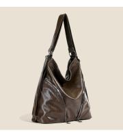 Bolso De Hombro Mujer Multifuncional Con Gran Capacidad Y Diagonal Cómodo Para Viajes Estilo Casual Color Negro Y Marrón Oscuro - details 7