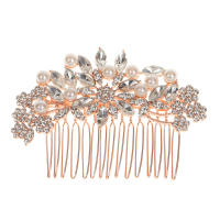 Peine De Boda Con Floral De Strass Y Rosas Simples Accesorio Para El Cabello De Aleación De Aluminio Peine Inserto Para Vestido De Novia - details 0