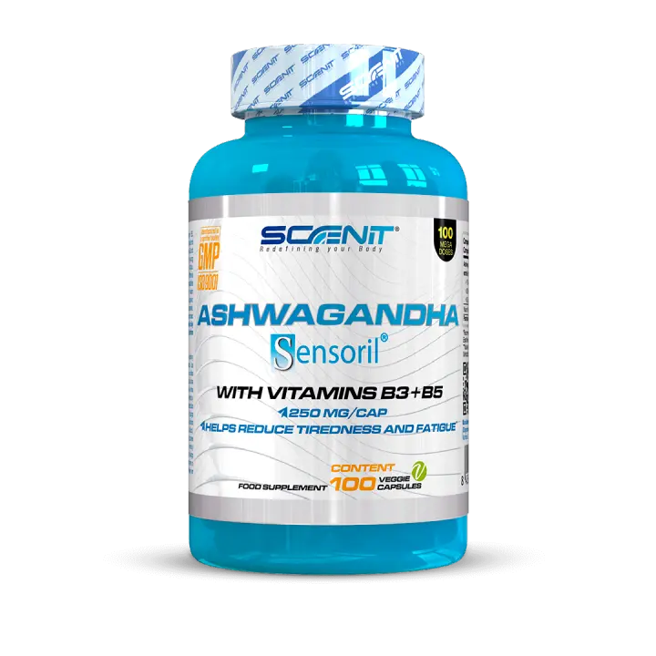 Ashwagandha capsulas - Ashwagandha Sensoril con más de 10% withanólidos, con Vitamina B3 y Vitamina B5-250 mg por cápsula - 100 cápsulas veganas para 100 días - 1