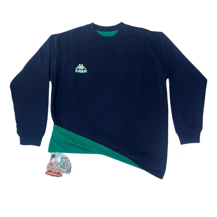 Kappa Camiseta Reversible Athletic Club Bilbao Vintage años 90 con Etiquetas incluye dos Escudos para bordar Sudadera Manga Larga Azul marino y Verde 2 en 1 Original Nueva para Coleccionistas Oportunidad Deadstock - 1