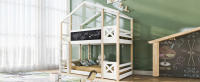 Cama Infantil Casa EN EL Árbol with Escalera 90x200 cm, Cama Elevada Infantil-2x Marco de Listas-Natural & Blanco - details 1