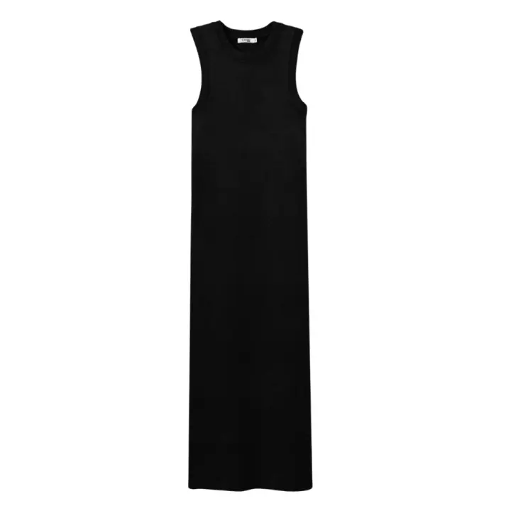 Tiffosi vestido largo liso sin mangas para mujer 10059062 color negro - 1