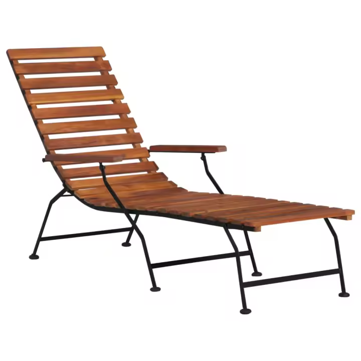 vidaXL Tumbona de jardín de madera maciza de acacia Sillas de Exterior Ideal para jardín, playa, piscina, terraza Tumbona Piscina Tumbonas Playa Tumbonas Jardín Exterior - 1