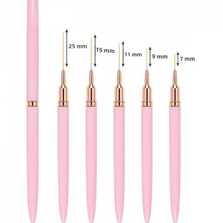Juego De 5 Pinceles Para Arte De Uñas Con Líneas Elongadas Para Dibujar Y Pintar Gel UV Diseño De Uñas Herramienta Profesional De Manicura - 1
