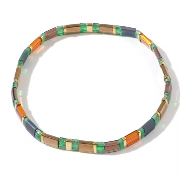 Pulsera De Cuentas De Vidrio Tila Colorido Ajustable Moda 2024 Hecha a Mano Para Mujeres Y Hombres Regalo Simple De Joyería Para Adolescentes - 1