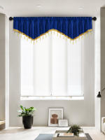Valance De Cortina De Tela Italiana En Forma De V Con Bolas Moderno Y De Color Puro Para Decoración De Sala De Estar Ventanas Y Puertas - details 15
