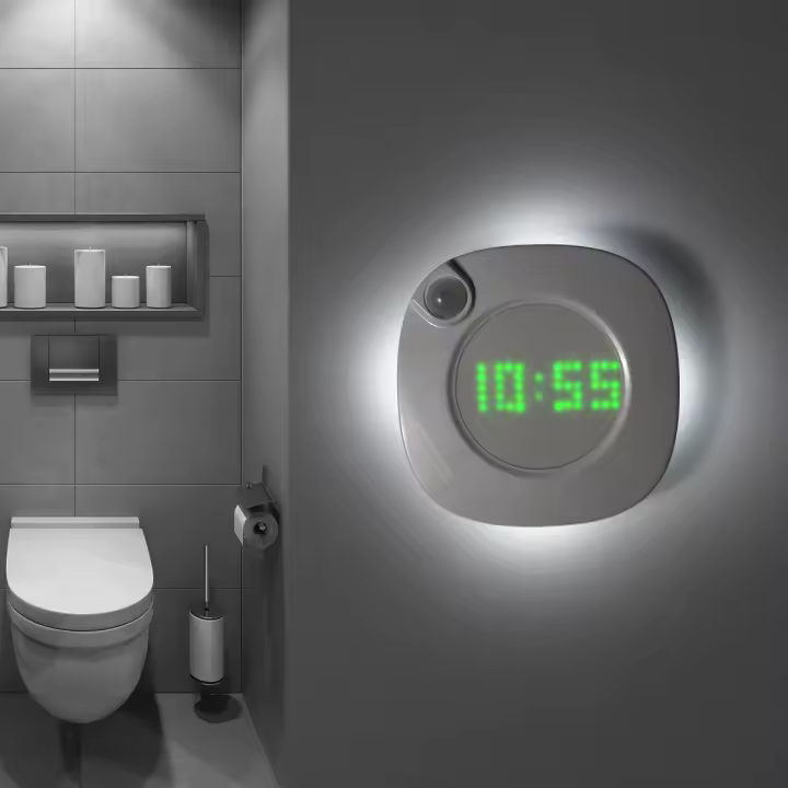 Lámpara De Pared Con Sensor De Movimiento LED Recargable Magnética Para Baño Y Dormitorio Iluminación Nocturna Con Reloj Corredor Decorativa Interior - 1