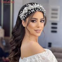 Youlapan HP603 Diadema De Boda Diseño De Perlas Plata Encantadora Para Niñas Elegante Corona De Cabeza Accesorio De Peluca Para Mujer Vestido De Novia Fiesta Banquete - details 1
