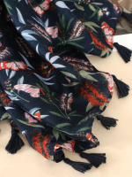 Bufanda De Pashmina Suave Estampada Con Borlas Florales Daisy Para Mujer Moda Elegante Abrigo Versátil Para Todas Las Estaciones - details 1