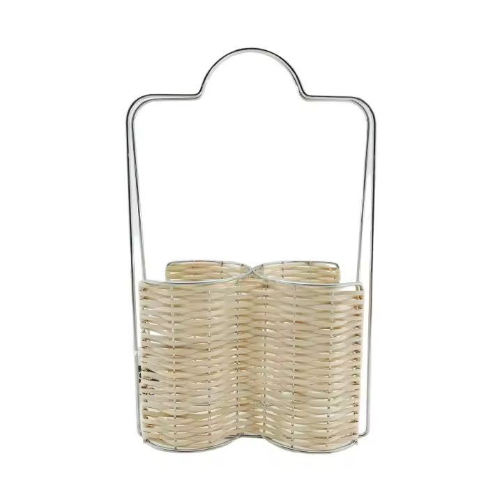 Cesta para 2 botellas mimbre - 1