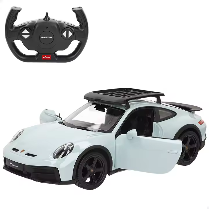 Rastar coche teledirigido Porsche 911 Dakar 1:14 con maletero desmontable, luces delanteras y traseras, suspensión independiente y mando 2.4GHz - 1