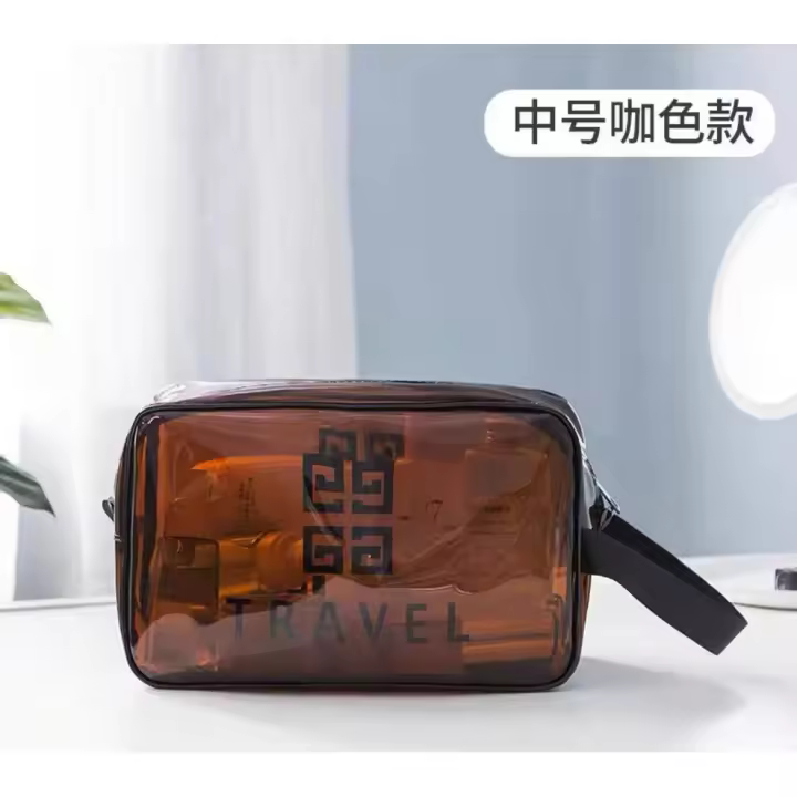 MEJORADA Bolsa Neceser de Viaje Transparente PVC Individual Tamaño Mediano con Asa Lateral con Ceremallera - 1