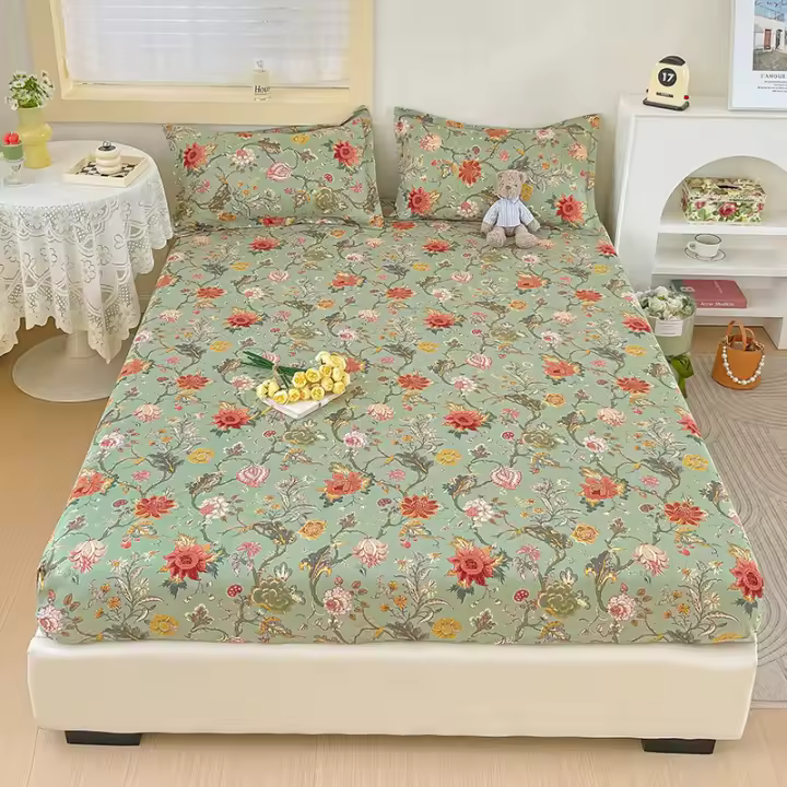 Juego De Sábanas Elásticas MissDeer Para Cama Doble Con Estampado De Flores Sin Fundas De Almohada Tamaño Single Queen King Cubierta De Cama 100% Poliéster - 1