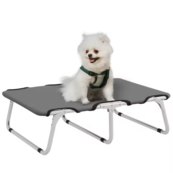 PawHut Cama para Perros, Tumbona Plegable para Exteriores, Cama para Perros, Cama elevada para Mascotas, Lugar para Dormir para Perros pequeños, Metal, Oxford,71 x 58 x 20 cm - 1