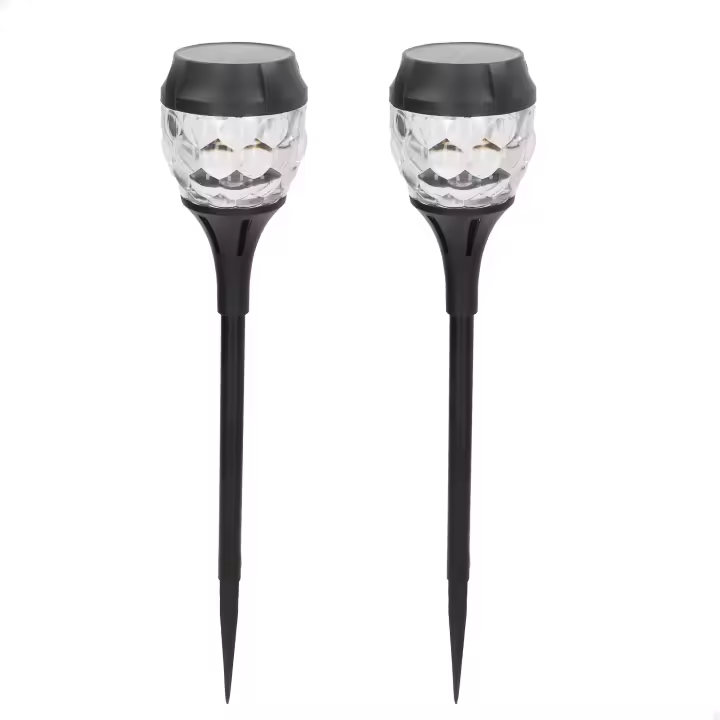 Aktive - Set 2 balizas solares LED 5-10 lúmenes, emiten luz cálida, proyección decorativa, sin cables, autonomía hasta 8 horas, resistentes al agua (IP24), iluminación para terrazas y jardines - 1