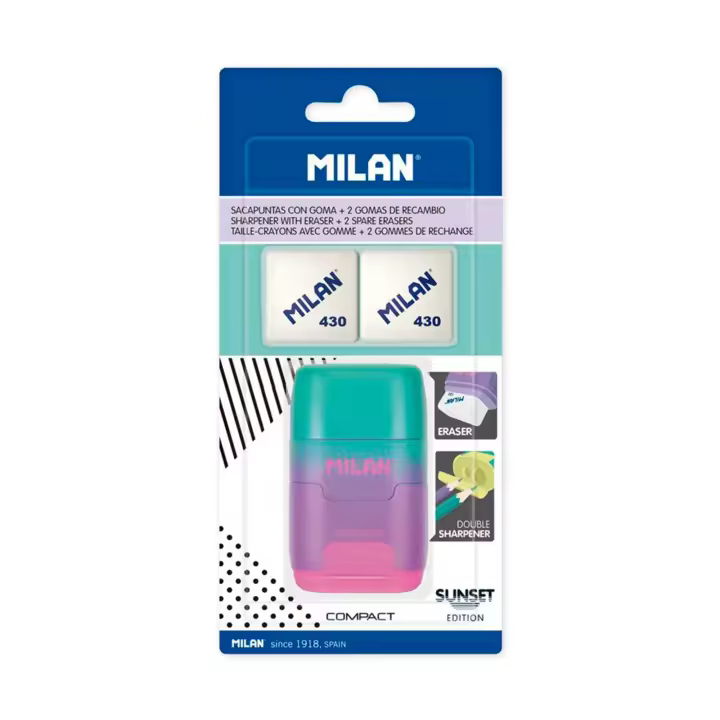 MILAN - Blíster Afilaborra Compact Sunset con 2 Gomas de Recambio Incluidas. Lila - 1