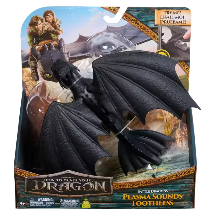 SPIN MASTER - Dreamworks Dragons - Figura Dragón Desdentao de Batalla de Cómo Entrenar a tu Dragón con Sonidos de Plasma, Figura de Acción Articulada 33 cm - 6074241 - Juguetes Niños 4 Años + - Regalo Niño 4 Años + - 1