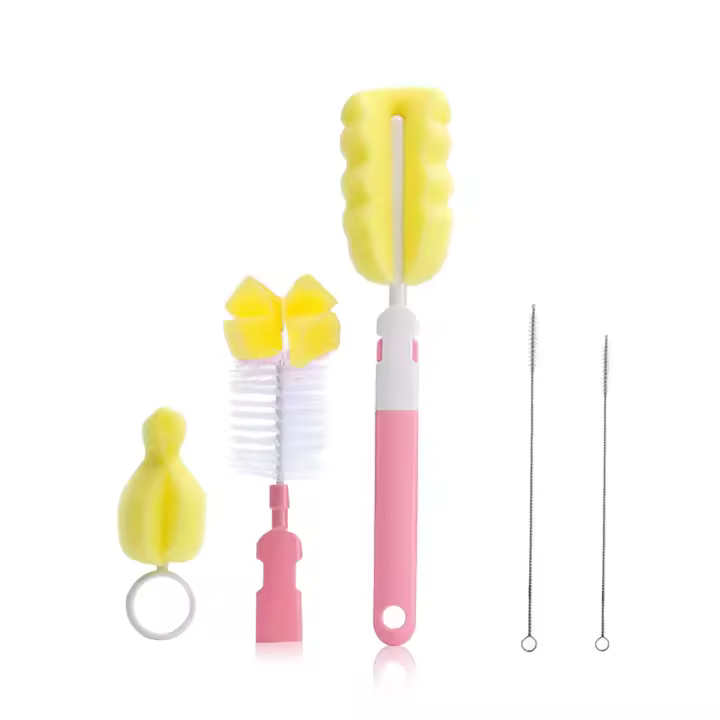 Cepillo De Limpieza Para Botella De Bebé 5PCS Cepillo De Nylon Y Esponja Para Lactancia Y Taza De Agua Conveniente Y Eficiente Para Limpieza - 1