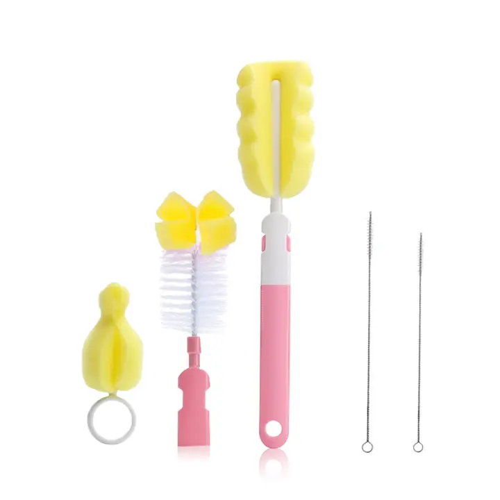 Cepillo De Limpieza Para Botella De Bebé 5PCS Cepillo De Nylon Y Esponja Para Lactancia Y Taza De Agua Conveniente Y Eficiente Para Limpieza - 1