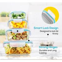 MAXHOME-Set 4 fiambreras borosilic rectangulares 370-600-1000-1500ml,Juego de 4 recipientes de almacenamiento de alimentos de cristal,recipientes de vidrio con tapas - details 4