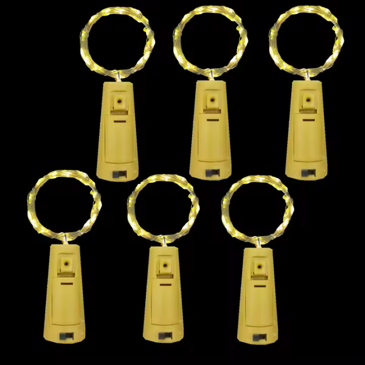 6pcs Luz LED Para Botella De Vino Con Pilas Incluidas Decoración Navideña De Guirnalda De Luces Faeiras Para Bar Boda Fiesta De Navidad - 1