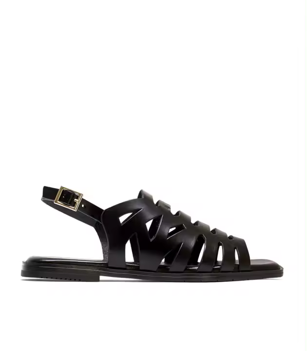 SANDALIA PLANA DE PIEL TIRAS NEGRO PORRONET 3120 VIOLETA - 1