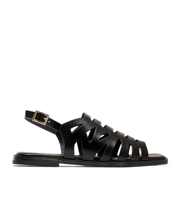 SANDALIA PLANA DE PIEL TIRAS NEGRO PORRONET 3120 VIOLETA - 1