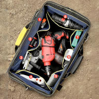Bolsa De Herramientas Multifuncional De 23 Pulgadas Capacidad Grande Resistente Al Agua Y Al Desgaste Con Múltiples Bolsillos Para Electricistas - details 2