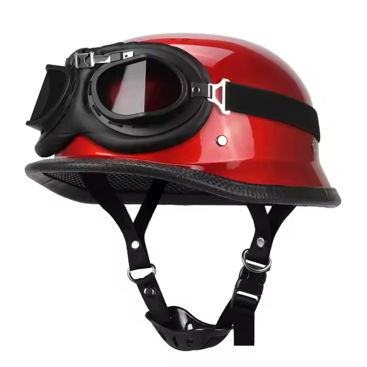 Casco De Motocicleta Retro Vintage Marrón Para Hombres Casco Moto PU Scooter Cafe Racer Para Verano Protección Ciclismo Bicicleta - 1