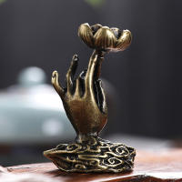 Incienso De Cobre Puro Con Forma De Buda Y Loto Marco De Incienso De Latón Para Ceremonia Zen De Té Decoración De Mesa De Té - details 1