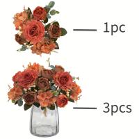Bouquet De Flores Artificiales Con Hydrangea Y Peonías Sintéticas Para Decoración De Hogar Y Bodas Centros De Mesa Falsas - details 1