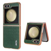 Funda De Teléfono De Cuero Con Patrón De Cocodrilo Lujo Para Samsung Galaxy Z Flip 6 5 4 3 Flip6 5G Shockproof Electroplat Frame Cubierta Suave - details 9