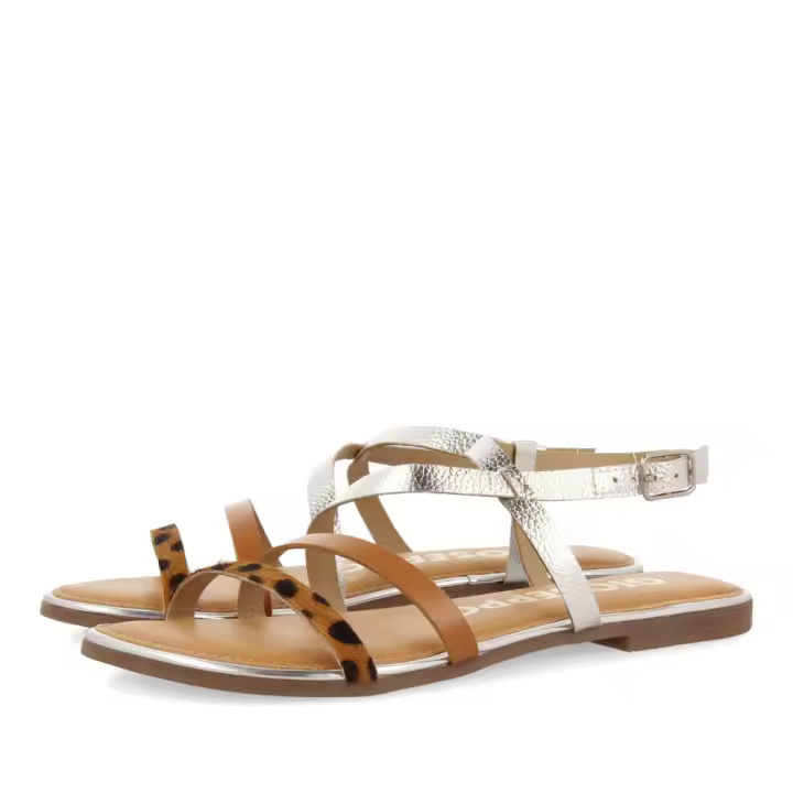 Gioseppo Sandalias Mujer Plata Leopardo Piel Acolchada - 1