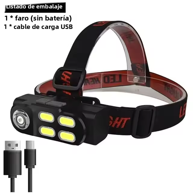 KDULIT Linterna Frontal COB Recargable USB Multiusos Para Exteriores Pesca Senderismo Con Batería 18650 Luz De Trabajo Impermeable - 1