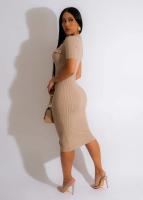 Vestido De Crochet Para Mujer De Corte Bodycon Con Manga Regular Y Cuello En V Vestido Fino Y Ajustado De Pierna Para Calle Moda Hipster - details 21