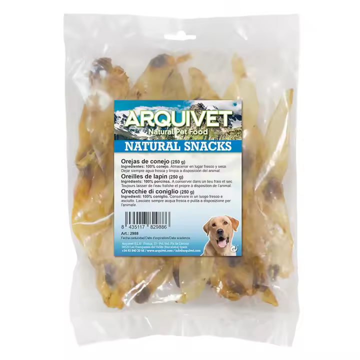 Oreja de Conejo para Perros 250gr, Arquivet, Snack natural para perros - 1