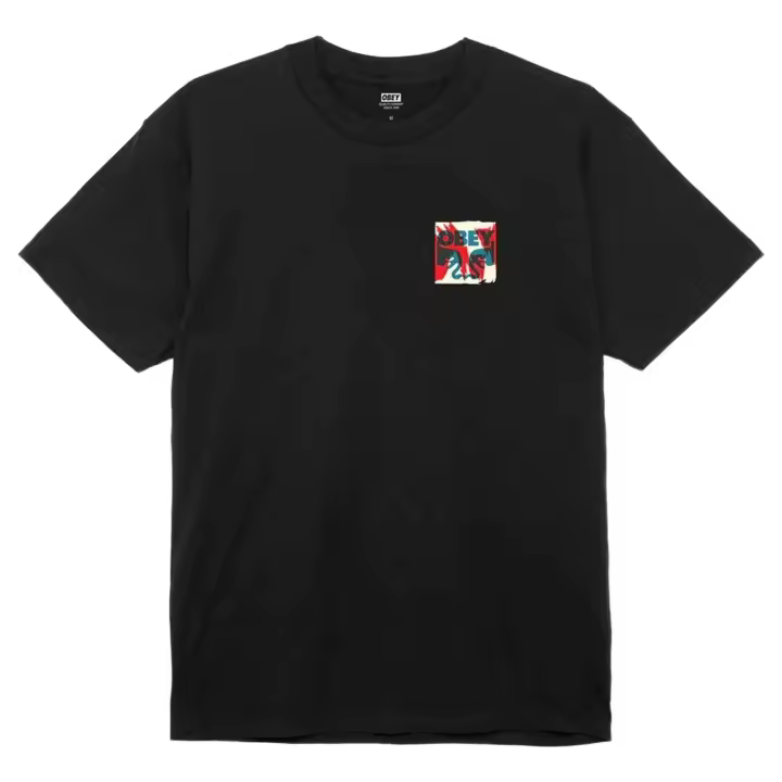 Camiseta de Manga Corta Obey Torn Posters Icon para hombre en color negro - 1