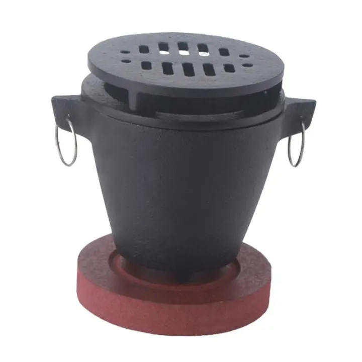Barbacoa Portátil De Hierro Fundido Hibachi Para Camping Con Base De Madera Grill Práctico Para Aperitivos Y BBQ Tamaño 2-3 Personas - 1