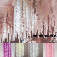 Guirnalda De Flores Artificiales De Lino Wisteria 20/40Pcs Vino Tinto Falso Flor De Seda Para Decoración De Jardín Y Boda - details 0