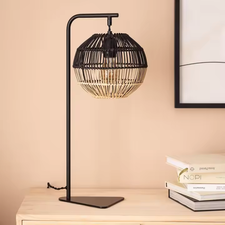 Ledkia Lámpara de Mesa de Ratán Kithnos Negro - 1