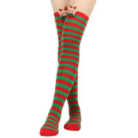 Novena Medias Navideñas Decorativas De Muñeca Calcetines De Pierna Sobre La Rodilla Estampado De Ciervo Y Rayas Para Mujer - details 14