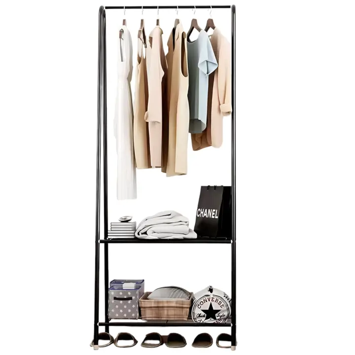 Perchero de Pie Extensible con Organizadores de Zapatos Estantería Metálica Resistente 60x35x152cm - 1