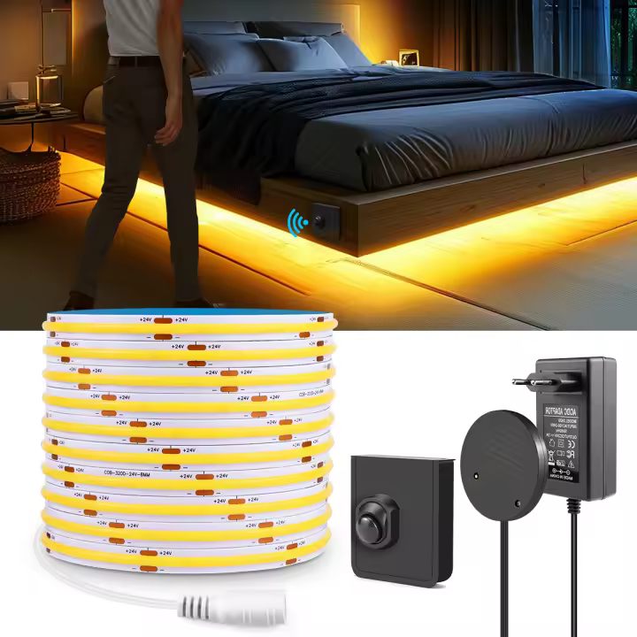 Tira De Luz LED COB Con Sensor De Movimiento PIR RF Portátil Para Iluminación Nocturna En Dormitorio Armario Pasillo Bajo La Cama - 1