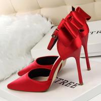 Sandalias Elegantes De Satén Para Mujer Verano Con Nudo De Mariposa Bajo Tacón 8cm 10cm Bota Larga De Boda Rojo Tinto Zapatos Bigtree - details 37