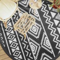 vidaXL Alfombra de exterior ARAKIL Ø200 cm PP en color Rosa/Marrón/Gris claro y blanco y más - details 7
