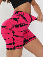 Shorts De Yoga Para Mujer Sin Costuras Con Diseño Tie-Dye Levanta Caderas Y Aplanador De Abdomen Shorts Deportivos Para Gimnasia Y Ciclismo - details 4