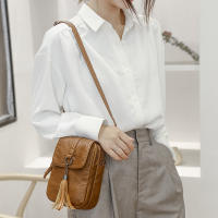 Bolso De Hombro De Cuero PU Con Borla Moda Para Mujer Bolsa Bandolera Casual Con Bolsillo Para Teléfono Móvil - details 5