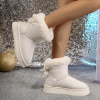 Botas De Nieve Elegantes Con Lazo Y Punta Redonda Para Mujer Invierno Confortables Antideslizantes Suaves De Velours Calientes Botines De Tacón Medio Calf High - details 4