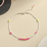 Pulsera De Tobillo Para Mujer Estilo Bohemio Minimalista Con Cristales Naturales Y Cadena Plateada Regalo Para Fiesta En La Playa - details 8