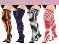 Medias Largas De Pierna Para Mujer Talla Grande Con Estampado Rayado Antideslizantes Para Halloween Accesorio De Costura - details 0